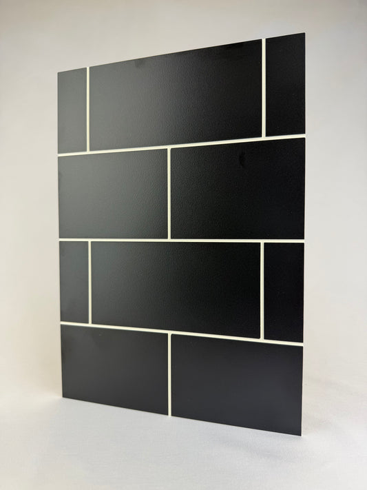 Vitter 3D Subway tile splashback 1490x300x3mm 2/s Black/ White Alum finish