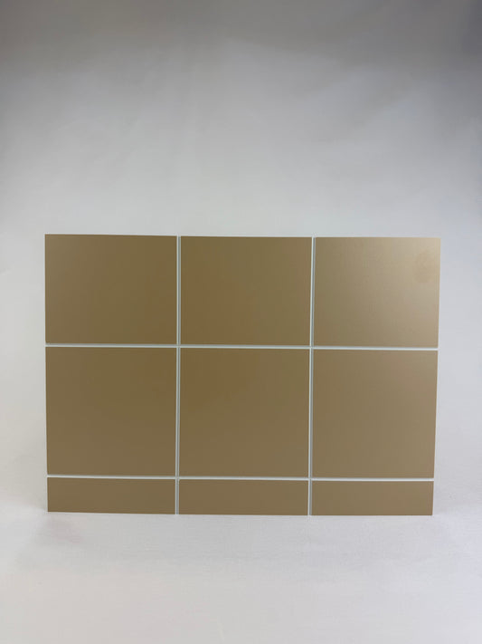 Vitter 3D Square tile splashback 1490x300x3mm 2/s Dubai Beige/ Milan Grey Alum finish